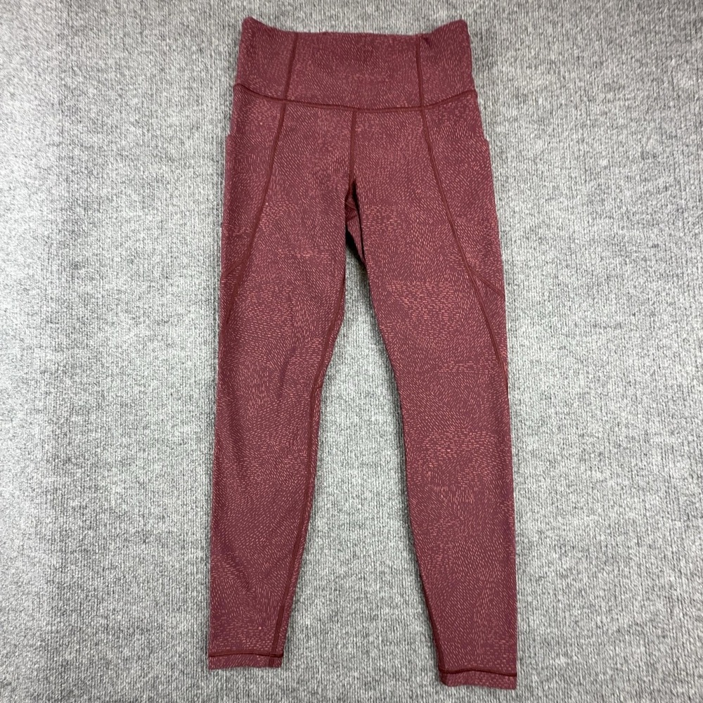 Athleta Leggings Womens Small Red Salutation Stash Pocket Ankle Yoga Pants Gym